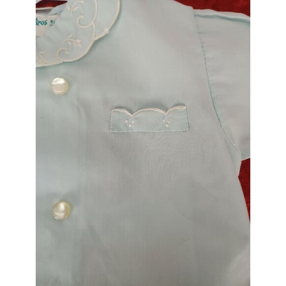 Vintage Heffman Bros Baby Boys Light Blue Hand Embroidered Christening Gown - Picture 6 of 9